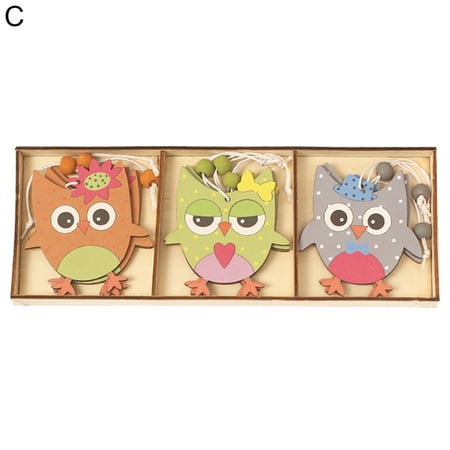 

QILIN 9Pcs/Set Easter Pendant with Lanyard Eye-catching Wooden Cartoon Rabbit Bunny Easter Widget Home Decor