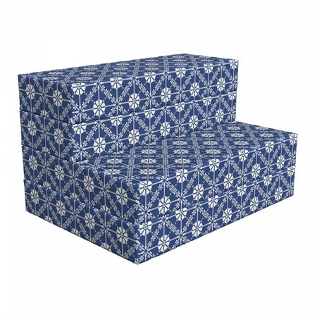

Azulejo Foldable Mattress Traditional Portuguese Art 74.8 x 35.4 White and Dark Lavender by Ambesonne