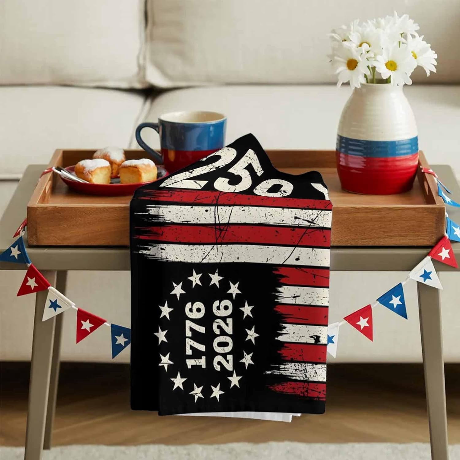 250th Anniversary America Flag Kitchen Towel Independence Day 1776 2026 Quick Dry Absorbent Dish Towels Soft Microfiber Cloth Dishcloth for Kitchen Cooking Baking 18 x 26 Inch, 4 Pack