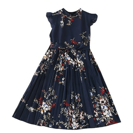 

Dresses for Girls Flying Sleeve Retro Print Princess Summer Clothes Easter Dresses for Toddler Girls