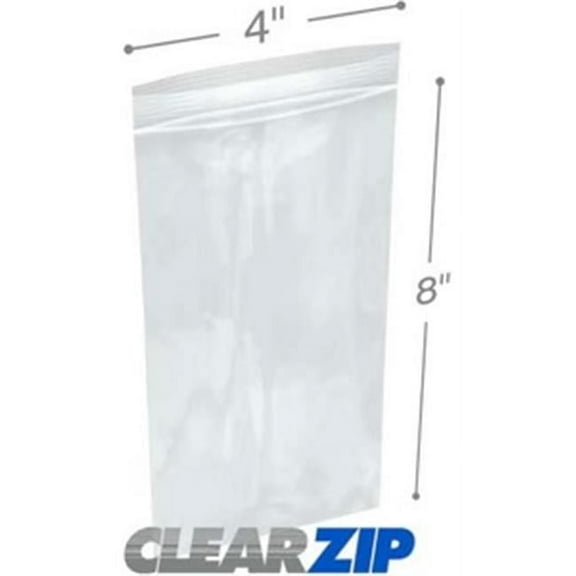 International Plastics CZ40408 4 x 8 in. ClearZip Lock Bags, 0.004 Gauge - Case of 1000