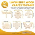 thumbnail image 2 of Sekonow 30 Pack Unfinished Wood Crafts to Paint, 6 Styles Wooden Ornaments Hanging Wood Cutouts, Bee Dragonfly Butterfly Ladybug Snail Mushroom Shape DIY Crafting, Insect, 2 of 7