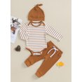 thumbnail image 2 of Suealasg Baby Boys Girls Fall Outfits 3M 6M 9M 12M 18M Newborn Long Sleeve Crew Neck Striped Romper Long Pants 2PCS Casual Autumn Set Clothes for Toddler Boys Girls, 2 of 9