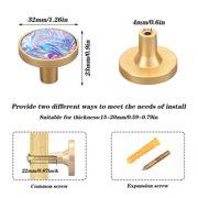Kitchen Cabinet Knobs Iridescent Liquid Marble Cabinet Handles Zinc 1.25 inch Diameter 4 Pcs
