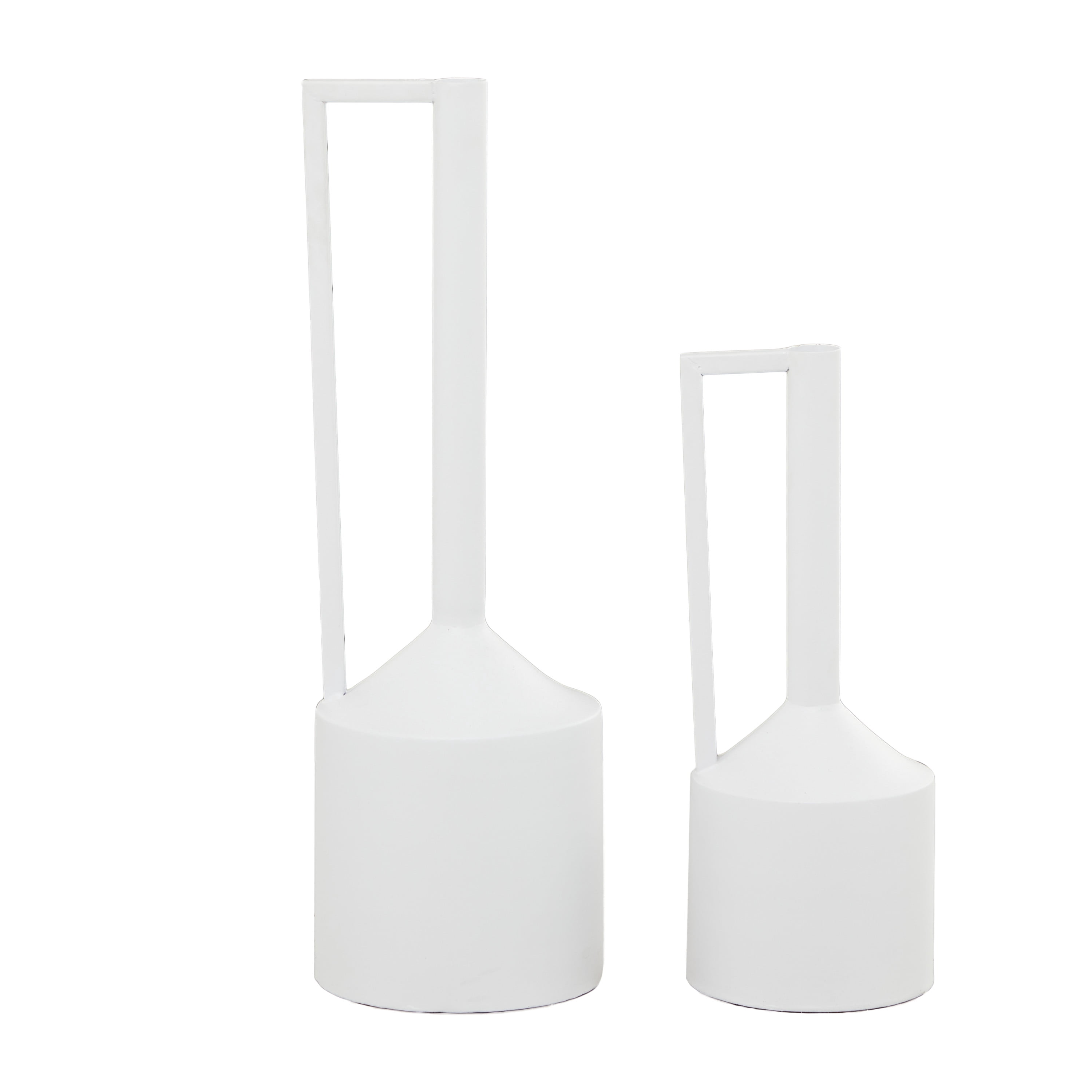 CosmoLiving by Cosmopolitan 22", 16"H White Metal Vase with Handles, Set of 2