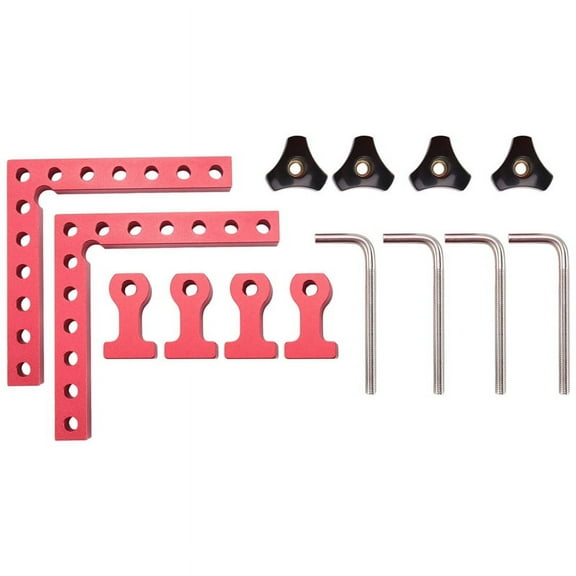 90 Degree Positioning Squares Right Angle Clamps, Aluminum Alloy L-Type Corner Clamp Woodworking Carpenter Clamping Tool,2 x Carpenter's square(5.5inch) 4 x positioning block,Red