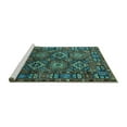thumbnail image 2 of Ahgly Company Machine Washable Indoor Rectangle Oriental Turquoise Blue Industrial Area Rugs, 8' x 10', 2 of 4