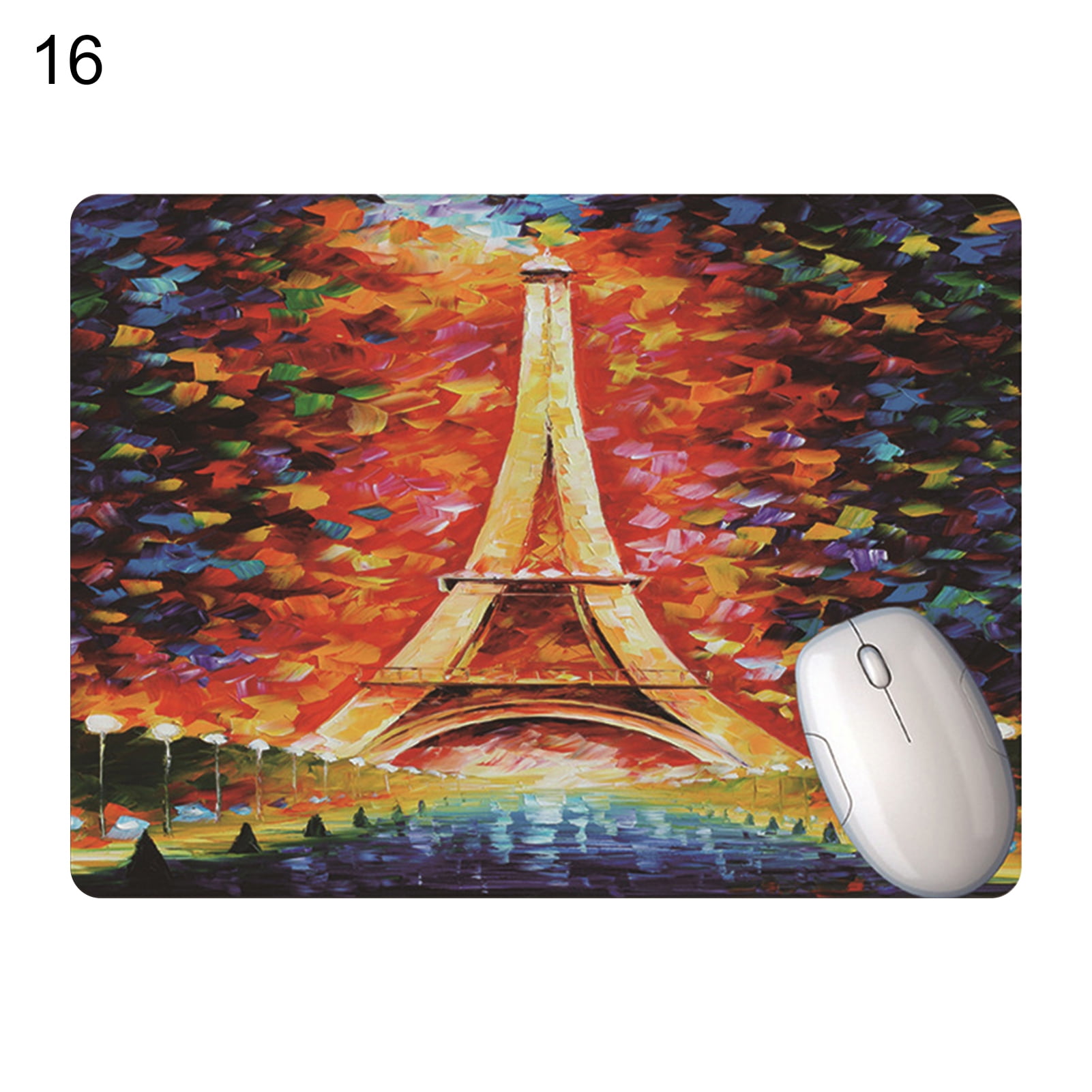 Large Gaming Mouse Pad with Stitched Edges,Colors Eiffel Tower