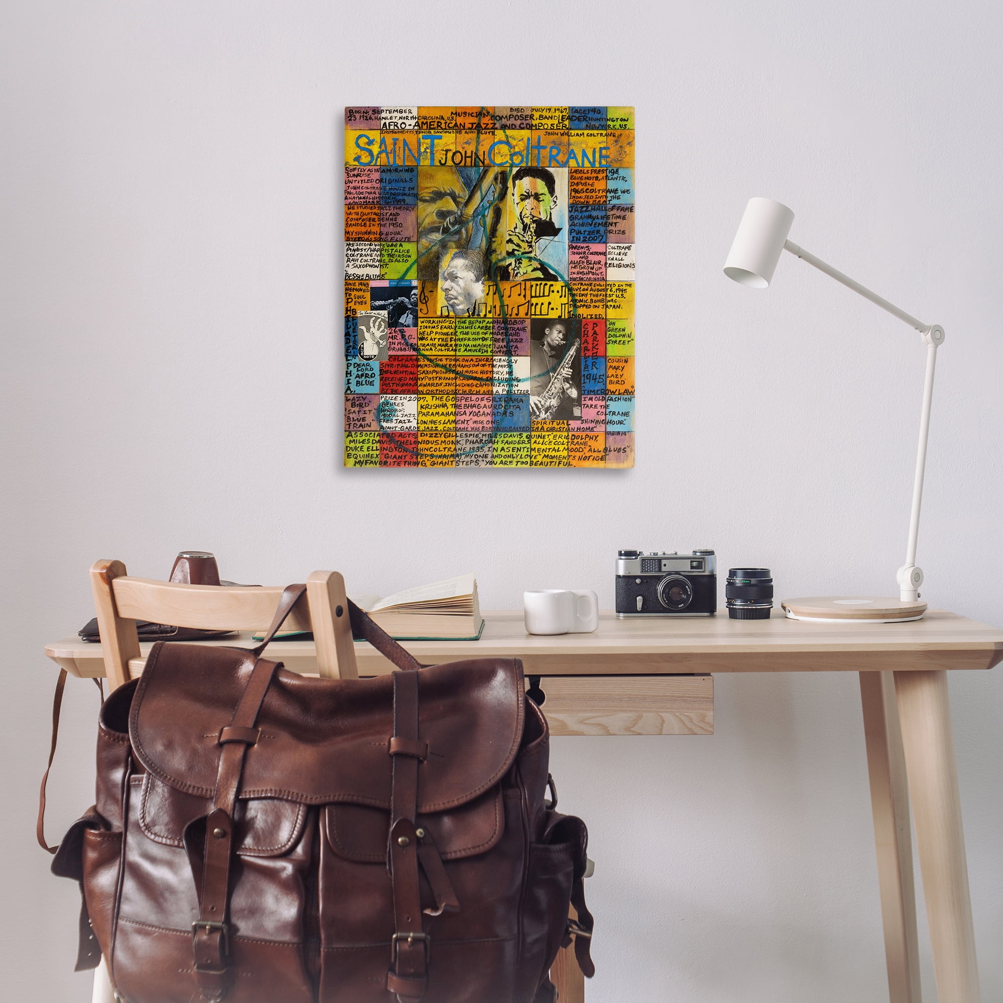 Stupell Industries Saint John Coltrane Collage People Drawing Wrapped Canvas Art Print Wall Art, 30 x 40