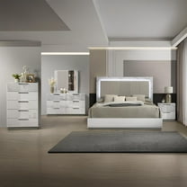 Mist 5PC Queen bedroom Set made with Wood Lacquer & Marble Detailing in White