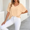 thumbnail image 2 of yillto Womens Blouse Summer V Neck Plain Short Sleeve Loose Top Causal Trendy Dressy Shirts Outfits, 2 of 6