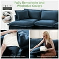 thumbnail image 4 of 120" Upholstered Chenille 3 Seater Cloud Deep Seat Sofa, Slipcovered Sectional Couch with Removable Covers for Living Room,Blue, 4 of 13