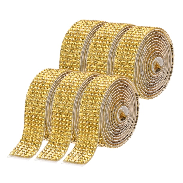 Uxcell 6 Rollos de Cinta de Rhinestone Autoadhesiva para Manualidades DIY, Dorado