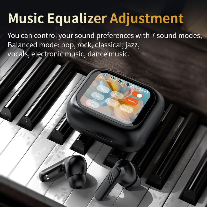 XIHAMA Touch screen earbuds Wireless Earbuds - Active Noise Cancelling Earbuds ANC with Smart Touch Screen - Ear Earbuds with Wireless Charging Case LED Display Deep Bass Earphones Headset with Built