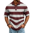 thumbnail image 3 of Havenx Stripes Polo Shirts for Men Short Sleeve Button Down Polo Collared Fast Dry T-Shirts Classic Fit Summer Work Business Wear,Deep Red 2XL, 3 of 6