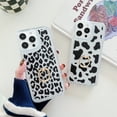 thumbnail image 4 of Allytech Clear Case for iPhone 13 Pro, Stylish Pattern Diamond Ring Holder Kickstand Soft TPU Shockproof Slim Lightweight Case for iPhone 13 Pro - Black/White Leopard Print, 4 of 9