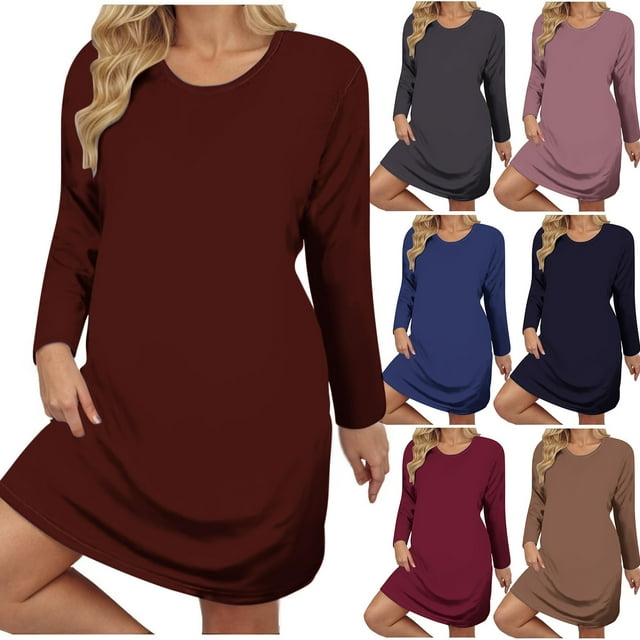 Gspmoly Robes d'Été pour Femmes, Robe Imprimée à Nouer à Manches Courtes à Col Rond Ample et Décontractée pour l'Automne et l'Hiver, Robes d'Été pour Femmes en Liquidation