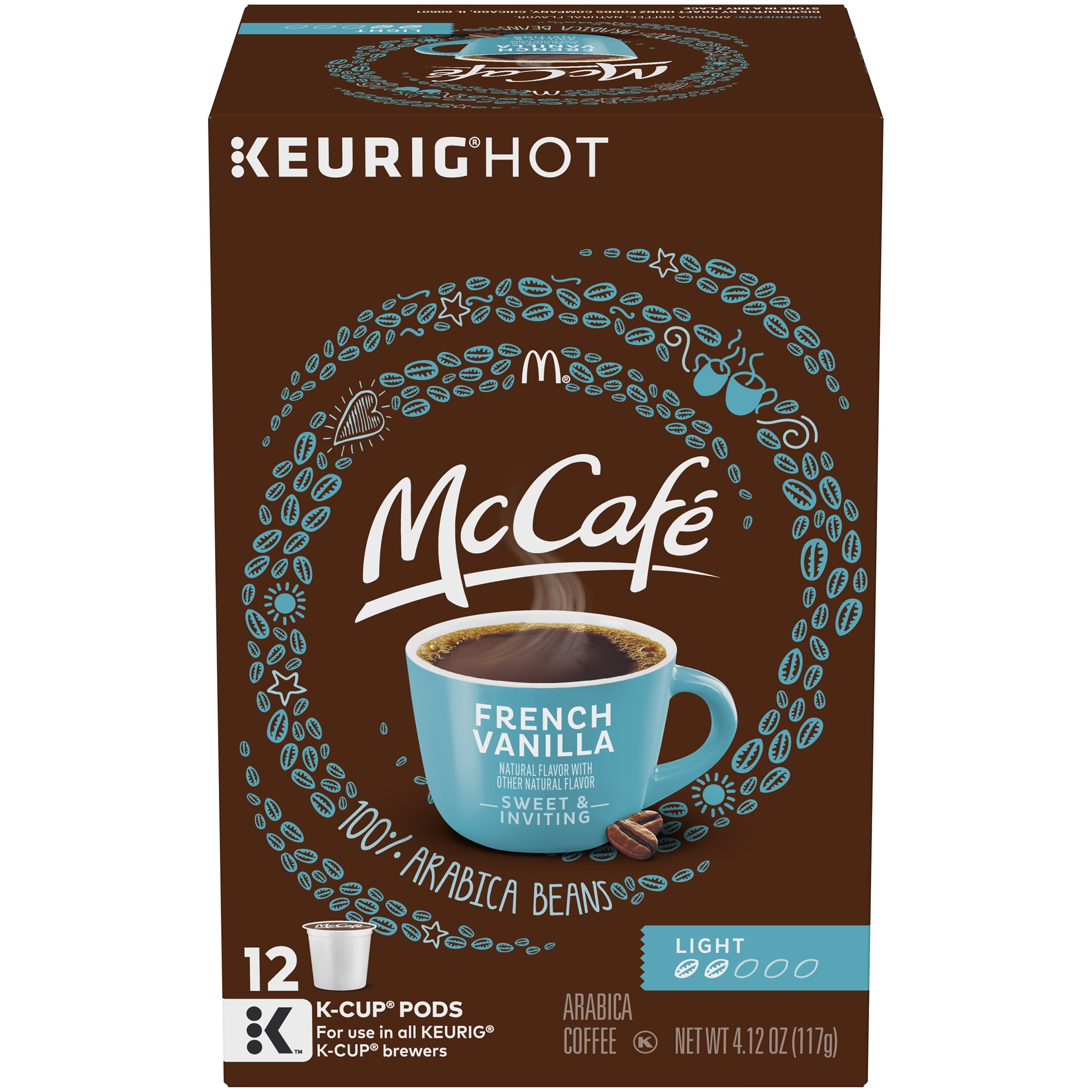 McCafe Light Roast French Vanilla Coffee KCup Pods, Caffeinated, 12 ct