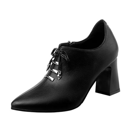 

nsendm Women s Size 6m Boot Fashion Autumn Women Ankle Boots Chunky High Heel Solid Wide Boots for Women Booties Black 8