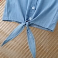thumbnail image 2 of Little Girl Dresses Summer Korean Version Of Clothing Denim Embroidered Lapel Top Princess Mesh Skirt Two Piece Set Kids Sundress,Size 3 Years-4 Years, 2 of 8