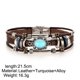 thumbnail image 3 of Pulsera de cuero con incrustaciones de turquesa Pulsera de cuero Punk Retro Oval Pulseras de viento, 3 of 4