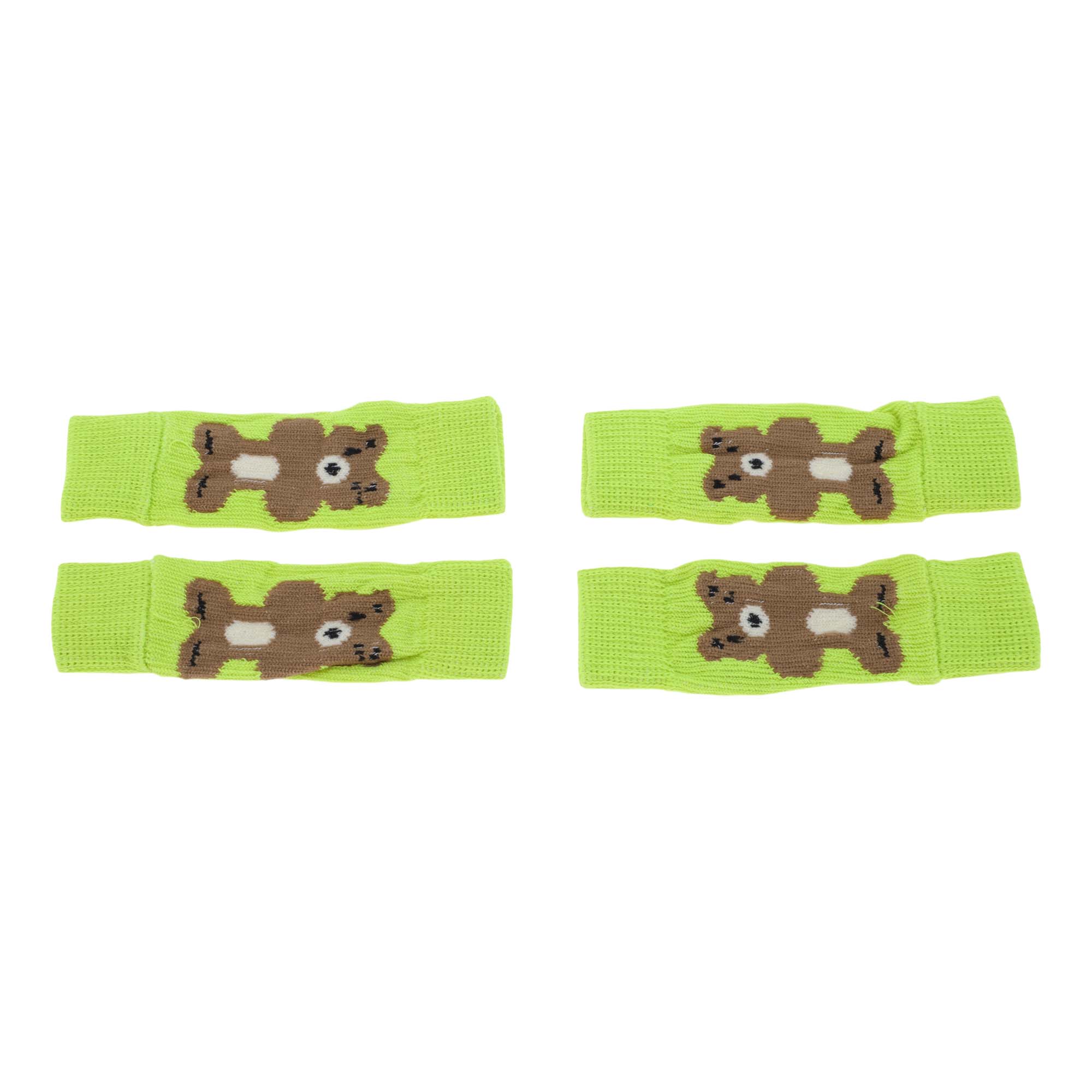 Unique Bargains Pack of 4 Dog Leg Soft Knitted Dog Socks Joint Protection Green Bear L