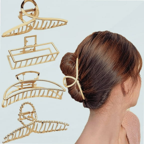4 Pcs Large Big Hair Claw Clips, Metal Hair Claw Clips, Metal Hair Clips Nonslip Claw Clip for Women and Girls Thin Thick Hair Stylish Hair Accessories