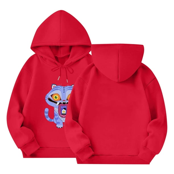 Moonsky Sudadera con capucha y cordón HUNTRX, estampado de grupo de chicas coreanas, jersey corto, suave y cómodo, top de manga larga para primavera y otoño. Rojo 160