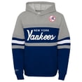thumbnail image 2 of Youth Mitchell & Ness Heather Gray/Navy New York Yankees Cooperstown Collection Head Coach Pullover Hoodie, 2 of 3