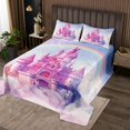 thumbnail image 2 of Erosebridal Princess Castle Coverlet Set King, Dreamy Rainbow Bedding Set, Cartoon Sky Decor, 2 of 5