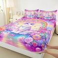thumbnail image 3 of Manfei Magical Cat Animal Bed Sheets for Teen, Princess Castle King Sheets, Rainbow Floral Butterfly Sheet Set, Luxury Bedroom Decor, 4 Pieces, 3 of 7