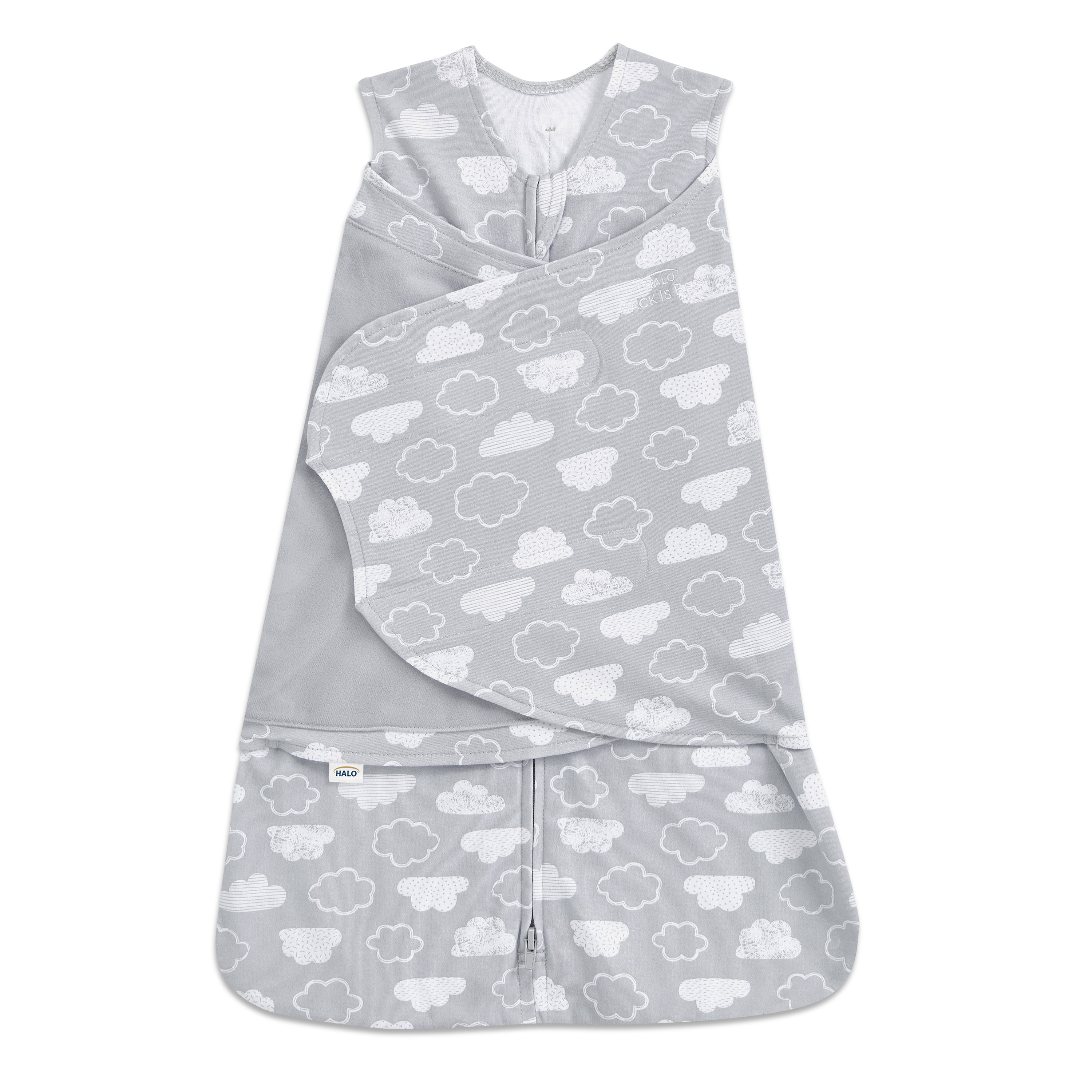 Halo Sleepsack Baby Swaddle 100% Cotton Muslin-Newborn 0-3 Months-Grey Circles Print 
