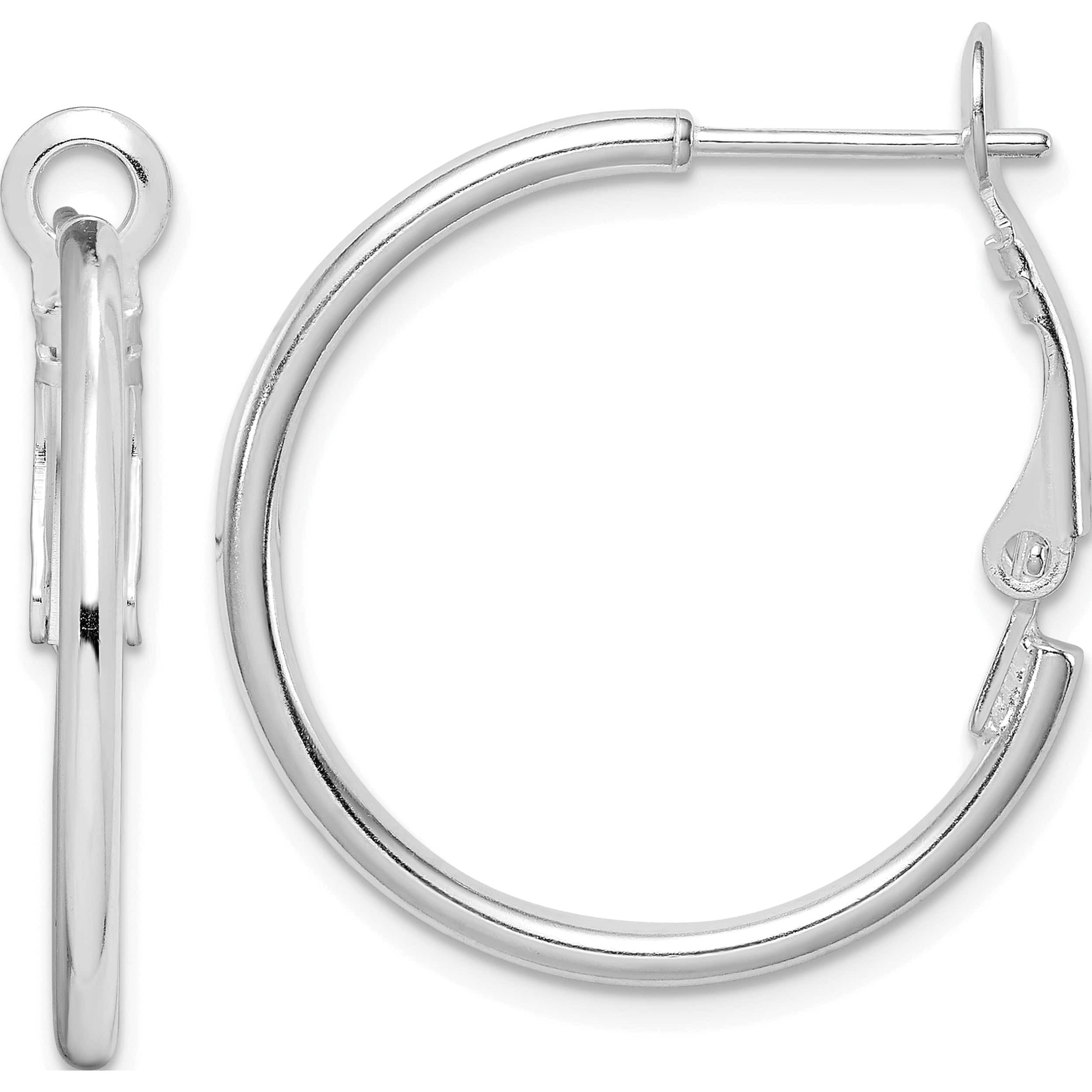 Sterling Silver 1.8mm Omega Back Hoop Earrings 25.5 X 24.5 Made