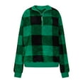 thumbnail image 3 of Dxzfnsa Womens Half Zip Sherpa Fleece Sweatshirts Soft Oversized Sweatshirts with Pockets Warm Fuzzy Plaid Sweaters, 3 of 5
