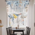 thumbnail image 3 of Blue Coastal Tie Up Curtains 45 Inches Long, Kitchen Window Curtains Over Sink, Summer Beach Starfish Weeping Eucalyptus Vintage Small Window Curtains Balloon Curtains Valances for Bedroom 34"x45", 3 of 8