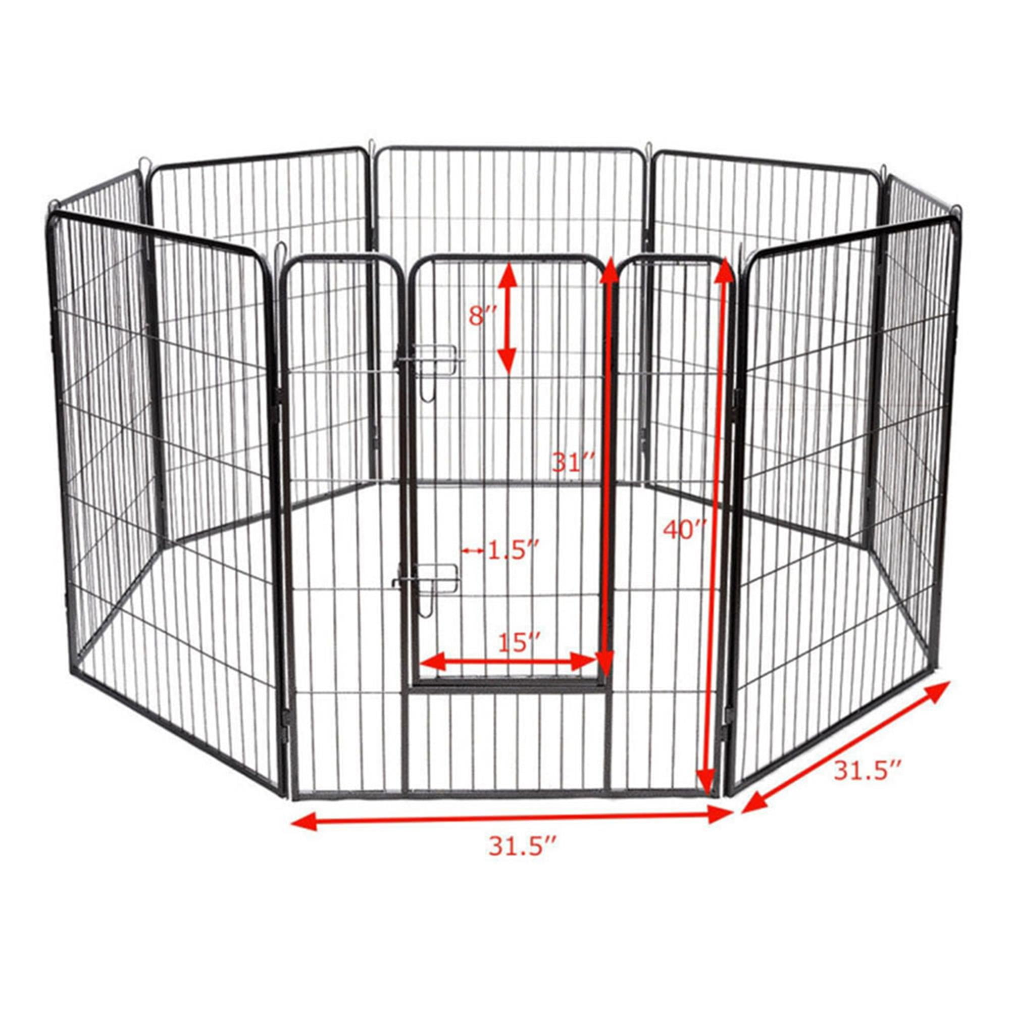 Pefilos 31.5"x40" Dog Playpen Outdoor 8-Panels Dog Pen Large Indoor Metal Puppy Pet Playpen for Small Dogs Run Fence, Black
