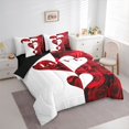 thumbnail image 3 of jejeloiu Rose Loves Pattern 7pcs Bedding Comforter Set,Romsntic Valentins'S Day Queen Bedding Sets,Red White Queen Sheet Sets For Men Women,Luxury Bedroom Decor Reversible, 3 of 8