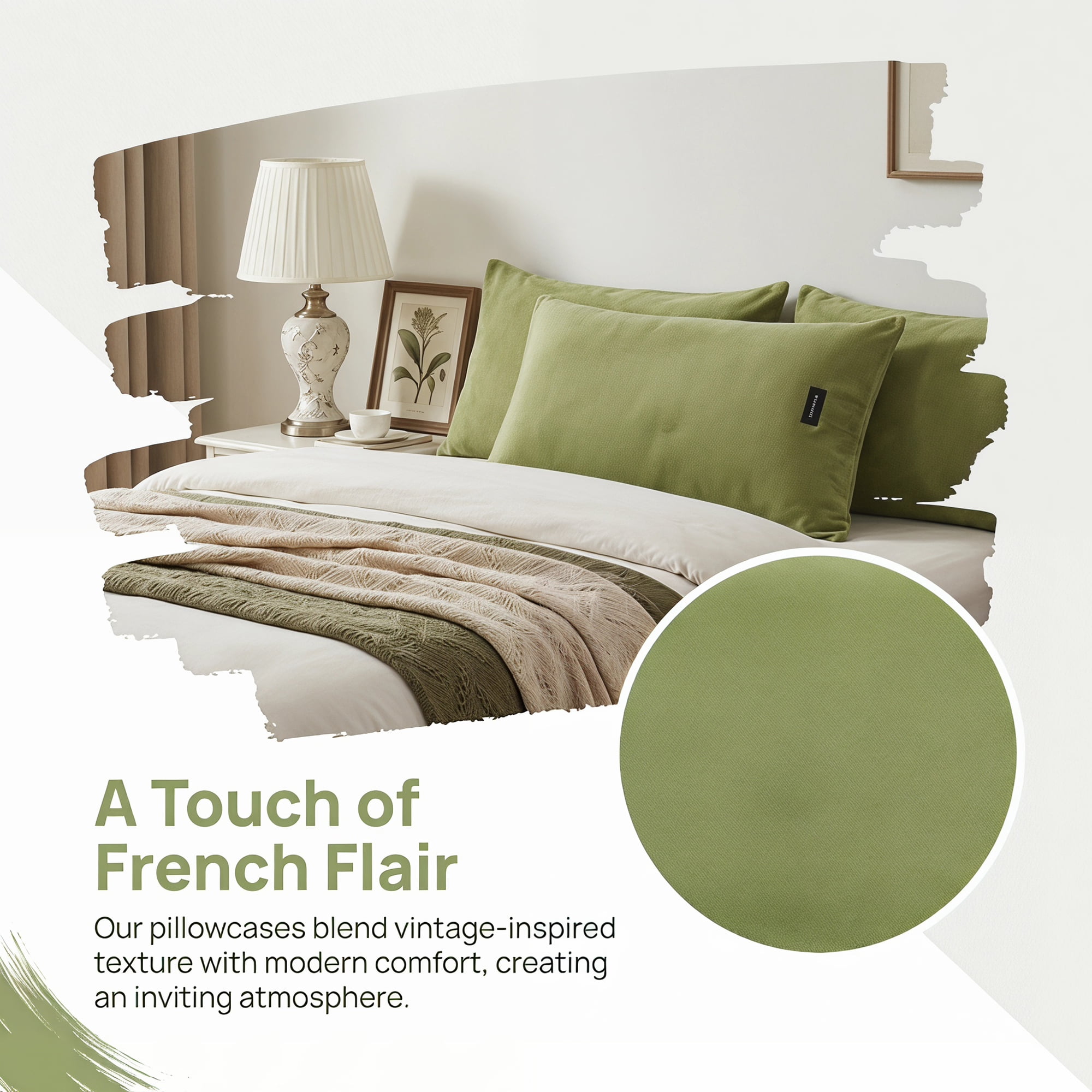Unique Bargains 2 Pack Fabric Pillowcase Envelope Closure Wrinkle Resistant Queen Green