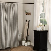 VHC Brands Ashmont Fabric Shower Curtain, 100% Cotton Farmhouse Bath Accent, Ticking Stripe Pattern
