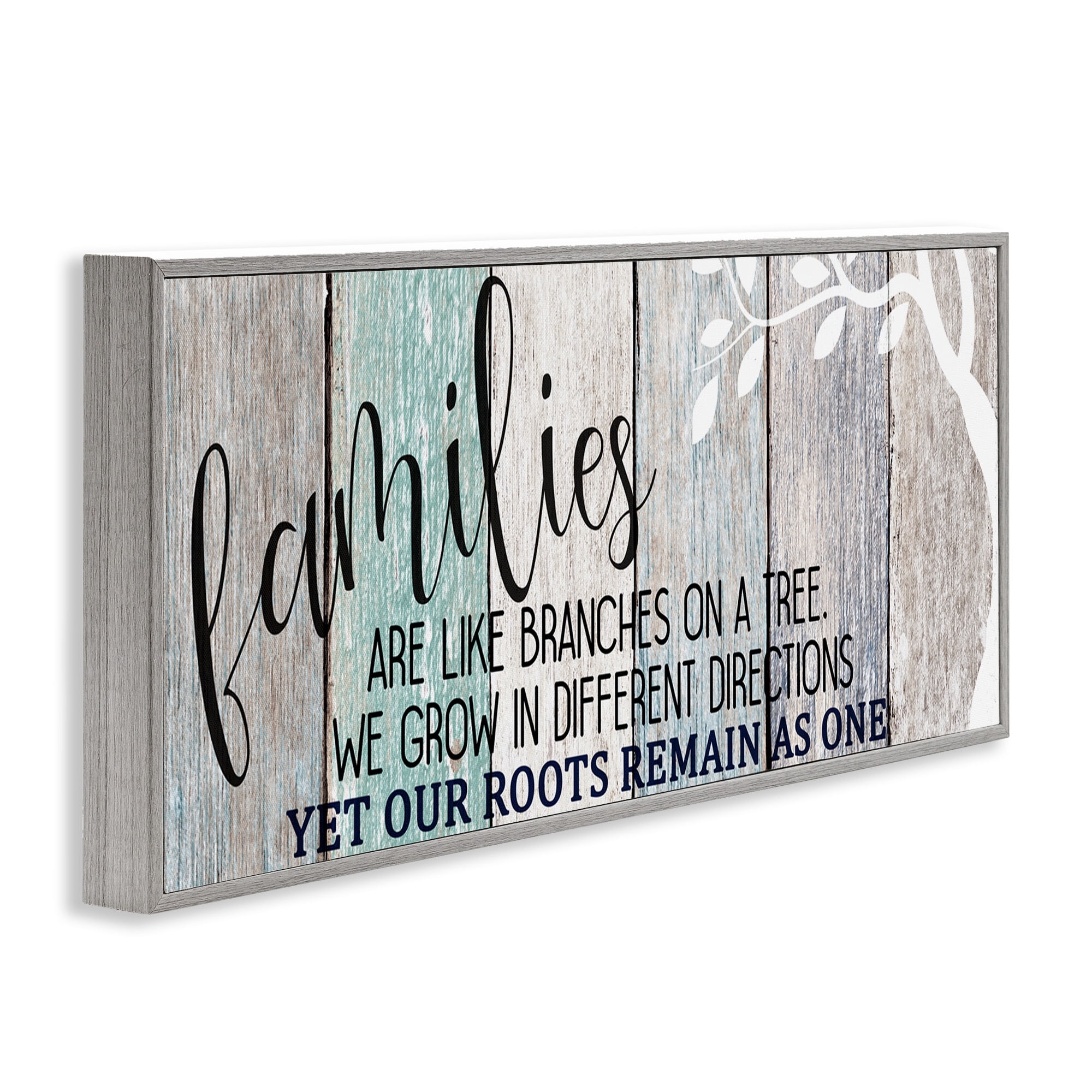 Stupell Industries Inspirational Families are Branches Quote Typography Painting Gray Framed Art Print Wall Art, 30 x 13