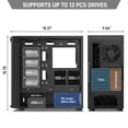 thumbnail image 4 of DARKROCK Classico Max Storage Master Case E-ATX Computer Case with 4x120mm Black Fan, 10 x3.5 HDD+3 x2.5 SDD USB 3.0 Ready, 360mm Radiator Supported, Vertical Slots for GPU Vertically Mount - Black, 4 of 10