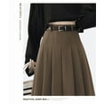 thumbnail image 4 of Women’s High-Waisted Pleated Midi Skirt with Belt, Elegant A-Line Flared Suit Skirt, Slimming Fashion Mid-Length Skirt for Office, Casual, and Daily Wear, 4 of 9