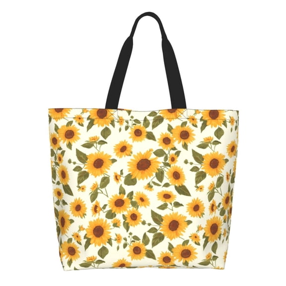Honeii Classical Cute Sunflower Print Tote Bag for Women, Foldable Tote Bag Large Shoulder Bag Top Handle Handbag for Travel, Work