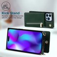 thumbnail image 3 of Crossbody Wallet Case for iPhone 15 Pro Max, PU Leather Zipper Handbag Purse Flip Cover with Kickstand Case for iPhone 15 Pro Max ZP Green, 3 of 18
