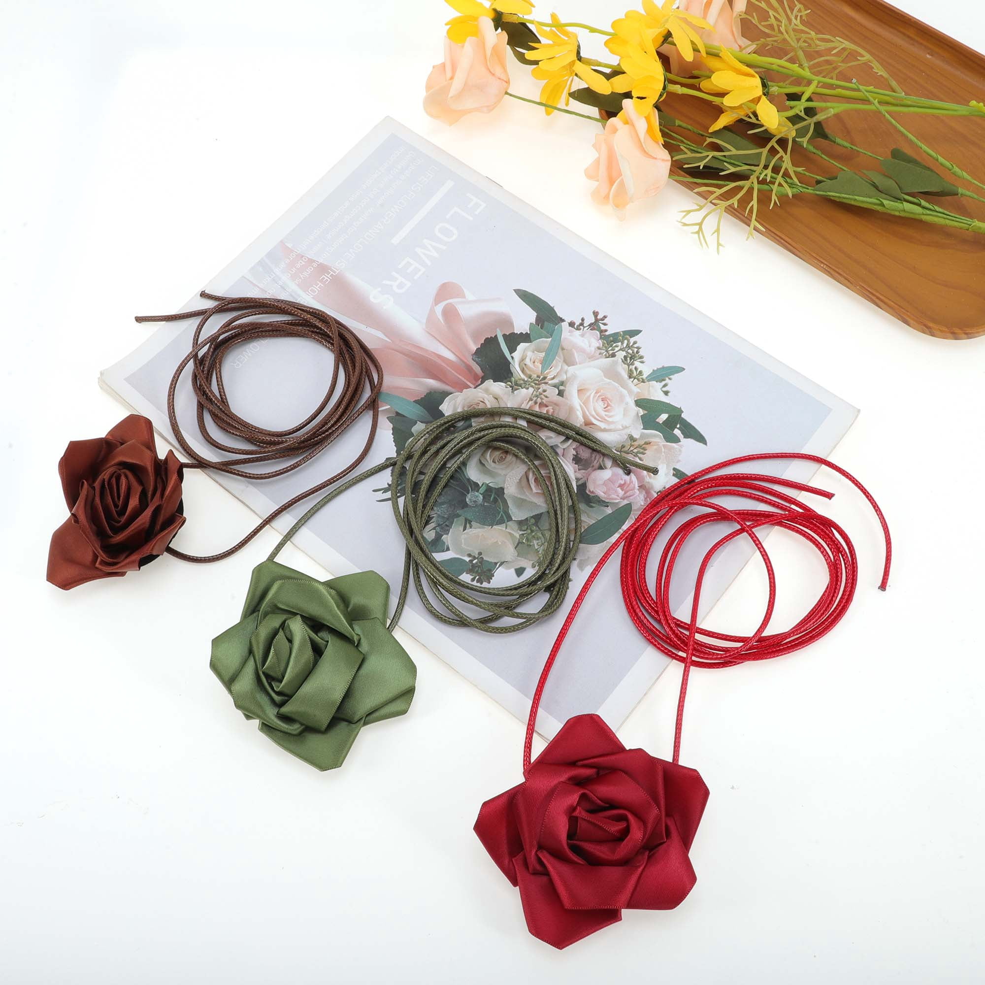 Unique Bargains Satin Rose Flower Adjustable Waist Belt Dark Red