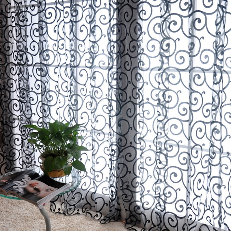 Details about   Sheer Voile Window Floral Flower Sheer Curtain Panel Door Window Balcony Tulle 