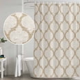 thumbnail image 5 of Beige Moroccan Shower Curtain, Waterproof Shower Curtains for Bathroom, Morocco Geometric Quatrefoil Lattice Washable Fabric Bathtub Curtain Set Bath Decor with 12 Hooks Long 72"x84", 5 of 8