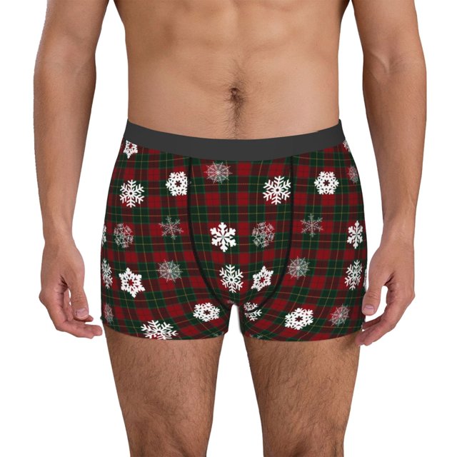 Fotbe Plaid Snowflakes Festive Calzoncillos Tipo Boxer con Bolsa de Soporte Total para Hombre, X-Temp Fresco, Transpirable y de Secado Rápido-XX-Large