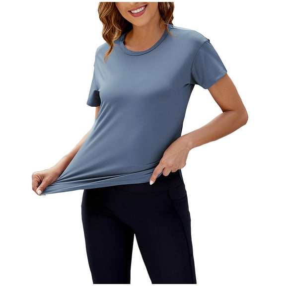 Workout Shirts Women Sevevn Spring Summer Short Sleeve Round-Neck Yoga Exercise Solid Color T-Shirt For Women Gym Shirts Woman