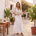 thumbnail image 6 of Linen Skirts for Women Casual Flowy Tiered Maxi Skirt Comfy Vintage Beach Travel High Waisted Boho Skirt with Belt XL, 6 of 8